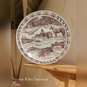 Vintage Vernon Kilns Kentucky Souvenir Plate Red Transferware Collectible